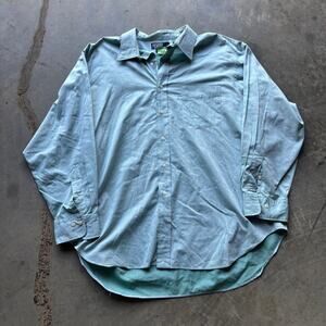 Polo Ralph Lauren Shirt Men's 18 34/35 Blue Green Andrew Button Up Long Sleeve